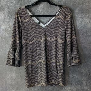 NWT Deborah Viereck V-Neck Short Sleeve Flirty Dressy Blouse Size XS